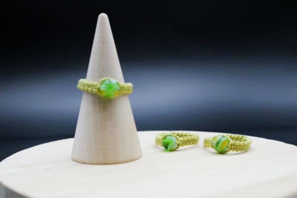 花花琉璃珠編繩戒指-綠ring-braided-rope-green-flower-編繩戒指-swallooowooo-3181